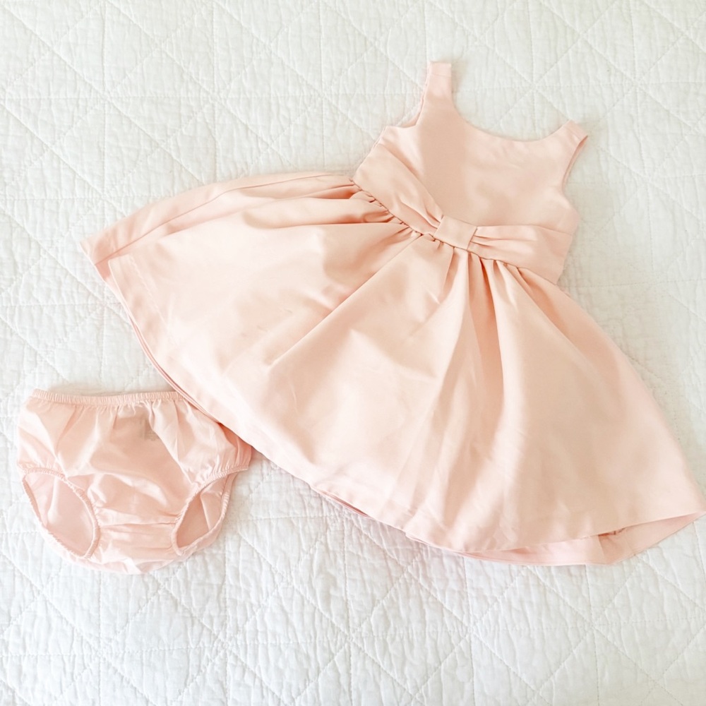 18-24 Months Janie & Jack Baby Satin Bow Waist Dress Petal Pink